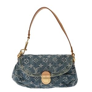 Louis Vuitton Monogram Denim Pleaty Blue Leather Handbag
